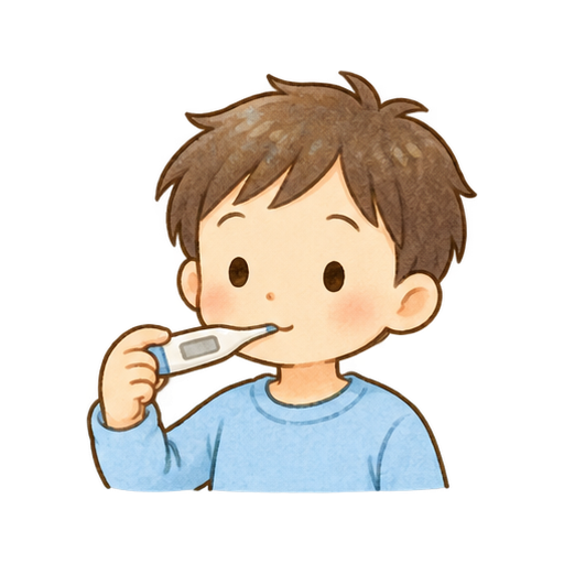 体温を測る子どものイラスト
