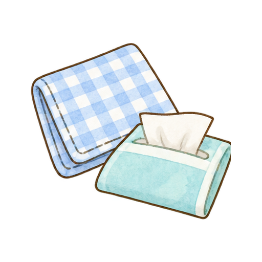 ハンカチとティッシュのイラスト