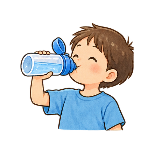 水分補給する子どものイラスト