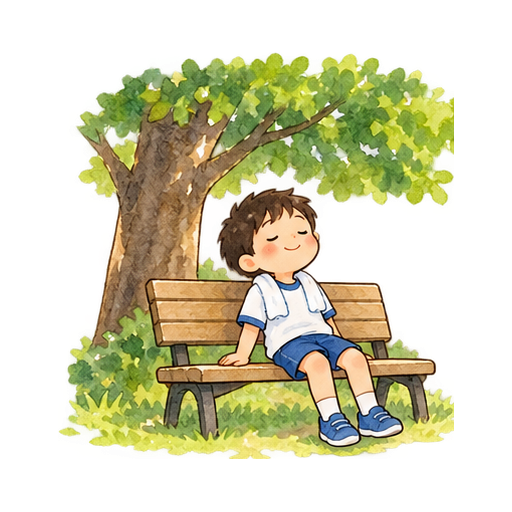 日陰で休むのイラスト