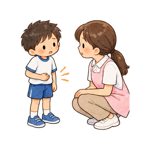 体調を先生に伝えるのイラスト