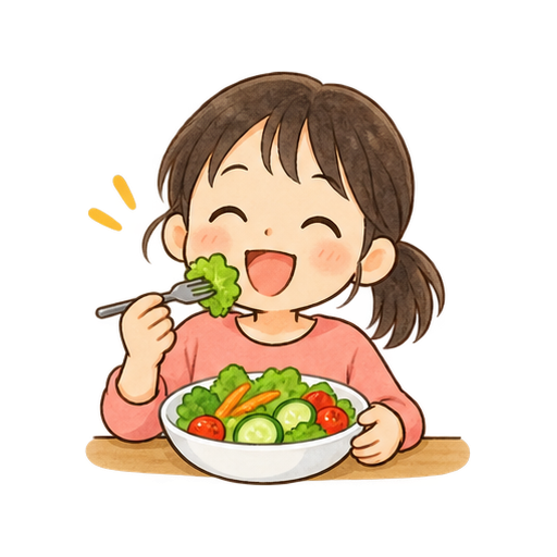 野菜を食べる子どものイラスト
