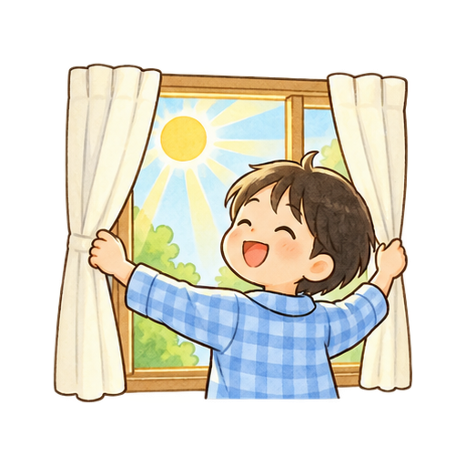 朝の光を浴びるのイラスト