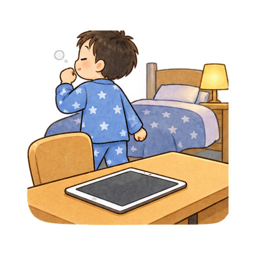 寝る前に画面を置くのイラスト