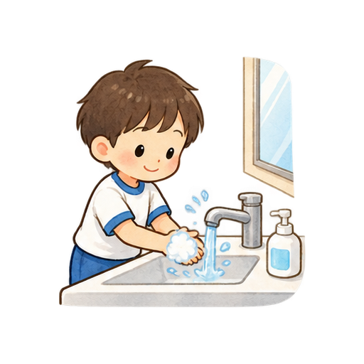 トイレのあと手洗いのイラスト
