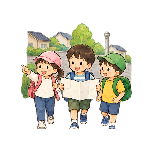 町探検のイラスト