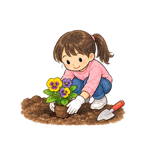 花の苗植えのイラスト