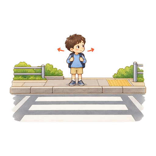 横断前の左右確認のイラスト