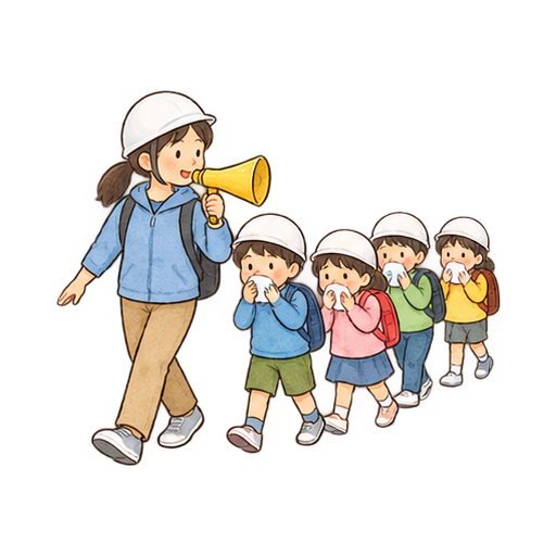 火災避難訓練のイラスト