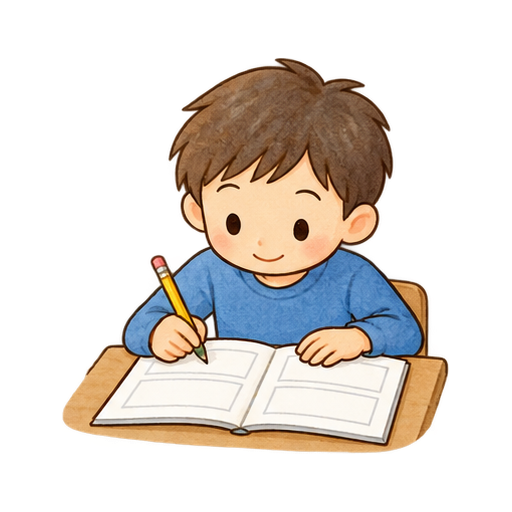計算ドリルに取り組むのイラスト