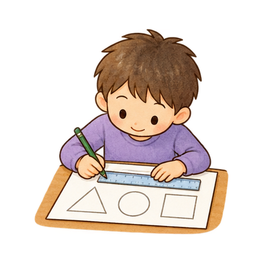 図形を描く子どものイラスト