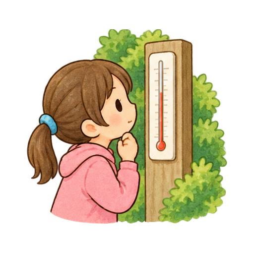 気温を調べる子どものイラスト
