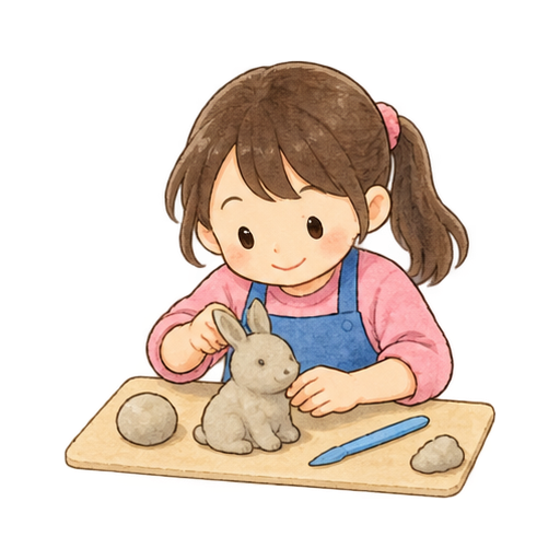 粘土で作品づくりのイラスト