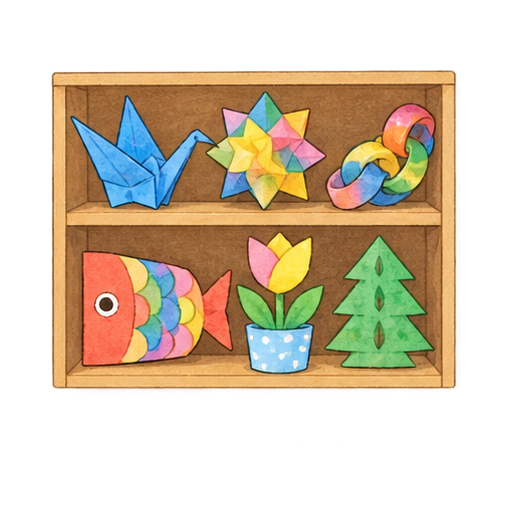 図工作品を展示するのイラスト