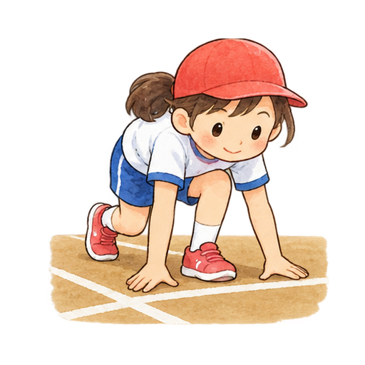 短距離走のスタートのイラスト