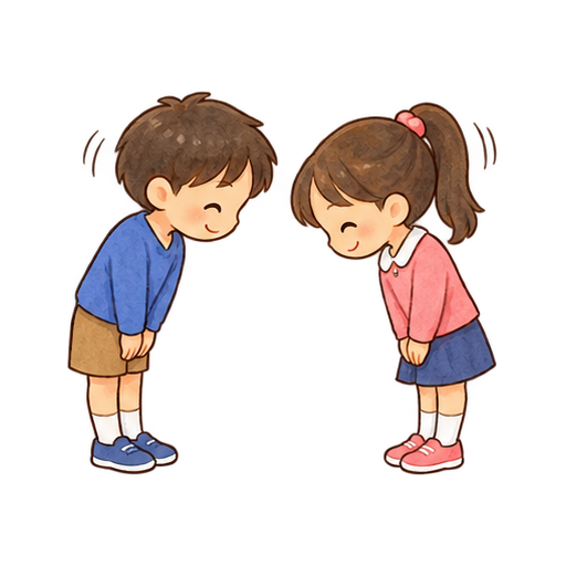 英語であいさつする子どものイラスト