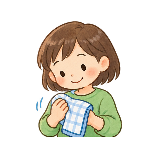 手をハンカチで拭くのイラスト