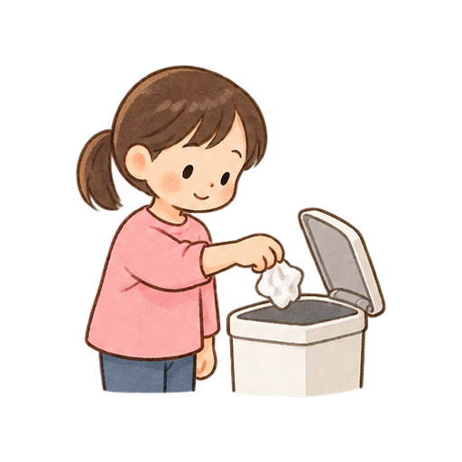 使ったティッシュを捨てるのイラスト