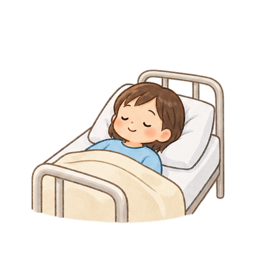 保健室で休む子どものイラスト
