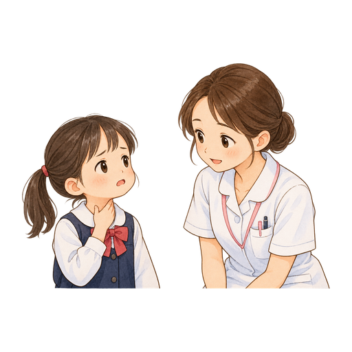 のどの痛みを伝える子どものイラスト