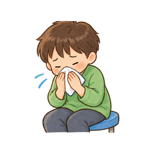 鼻血をおさえるのイラスト