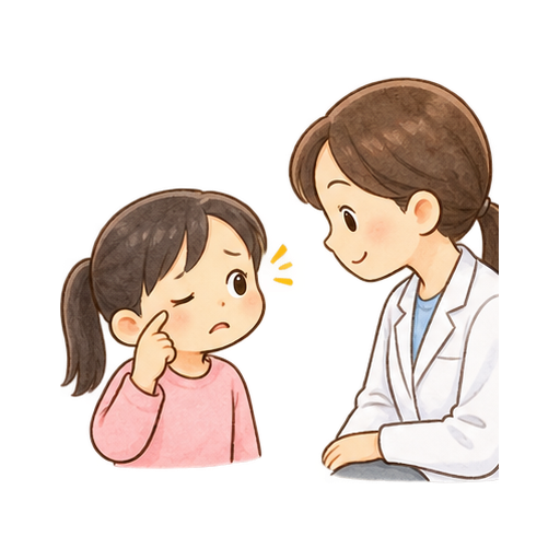 目にごみが入った子どものイラスト