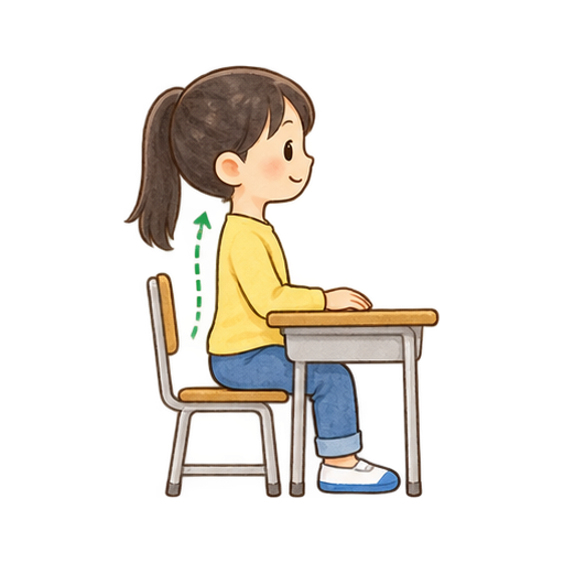 姿勢を伸ばす子どものイラスト