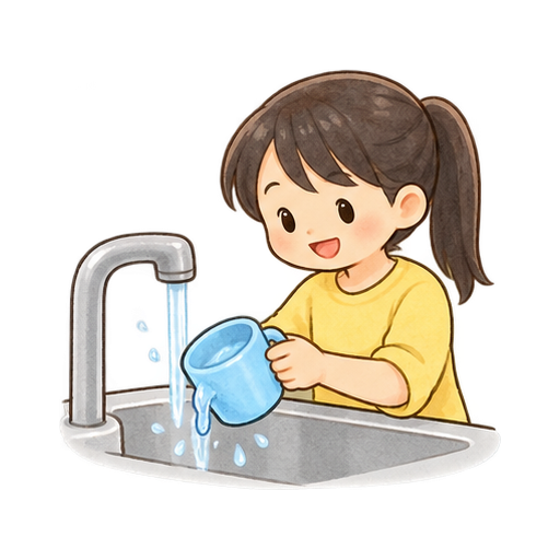 コップを洗うのイラスト