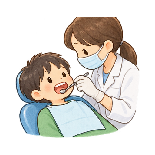 歯医者で歯を診てもらうのイラスト