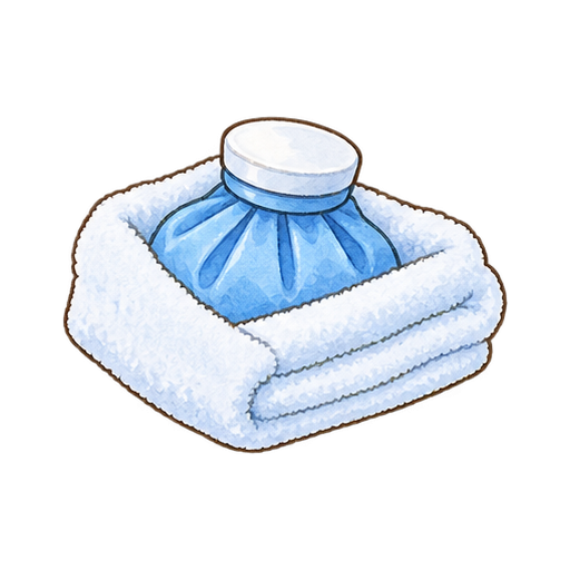 保冷剤とタオルのイラスト