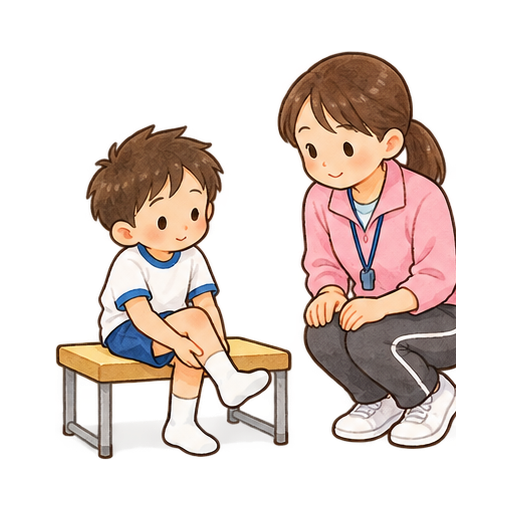足を休める子どものイラスト