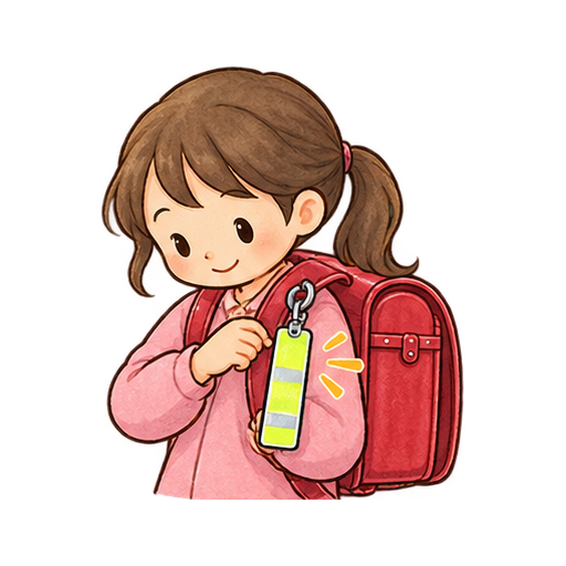 反射材をつける子どものイラスト