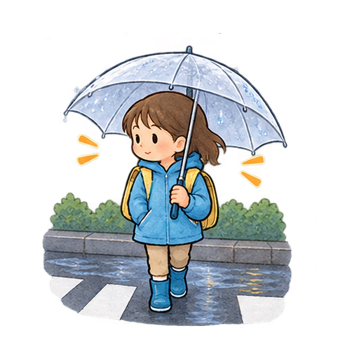雨の日の見通し確認のイラスト