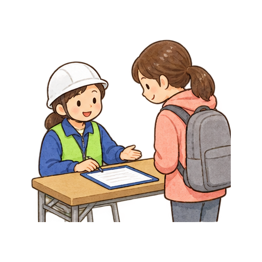 避難所の受付のイラスト