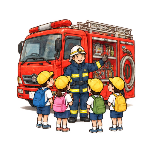 消防署見学のイラスト