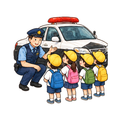 警察署見学のイラスト