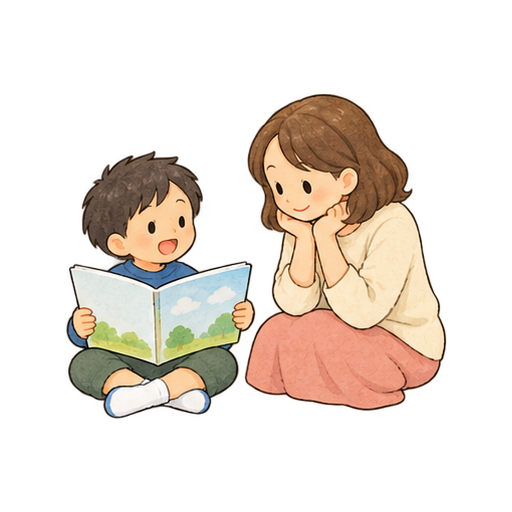 家で音読を聞くのイラスト