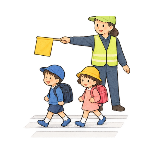 保護者の登下校見守りのイラスト
