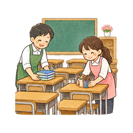 新学期の教室準備のイラスト