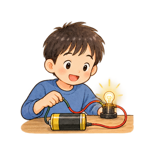 豆電球の実験のイラスト