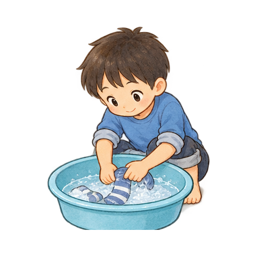 手洗いの洗濯のイラスト