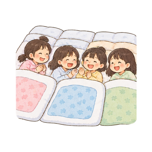 宿泊学習の夜のイラスト