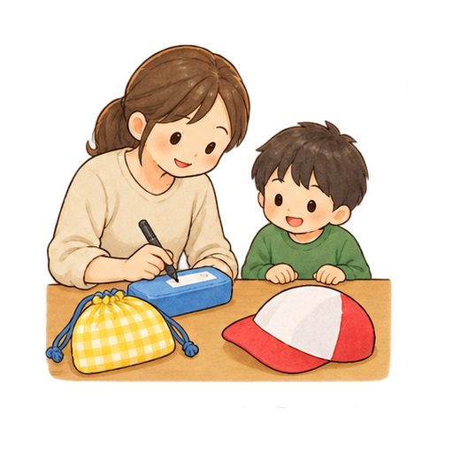 持ち物に名前を書くのイラスト