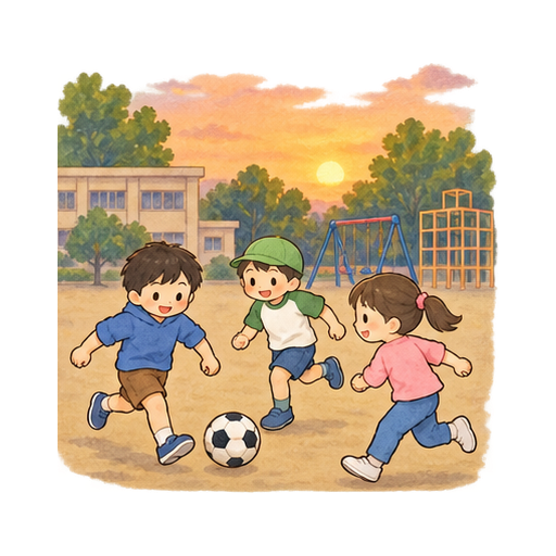 放課後の校庭のイラスト