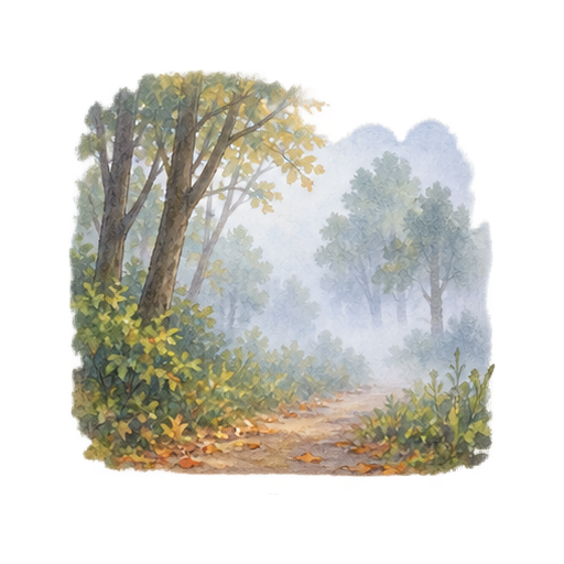 霧の朝のイラスト