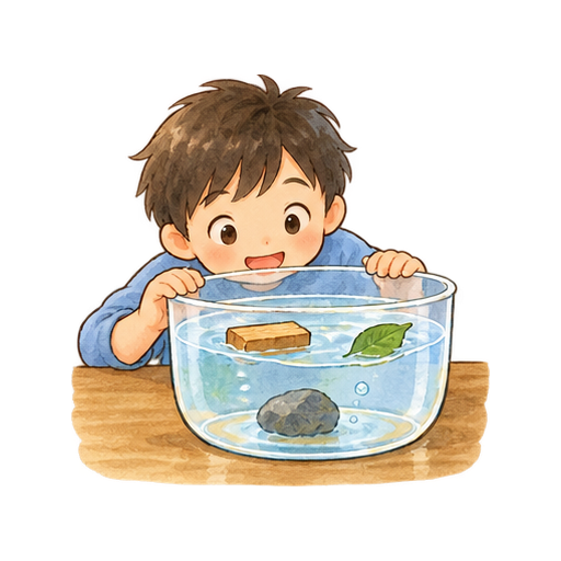 水に浮くものの実験のイラスト