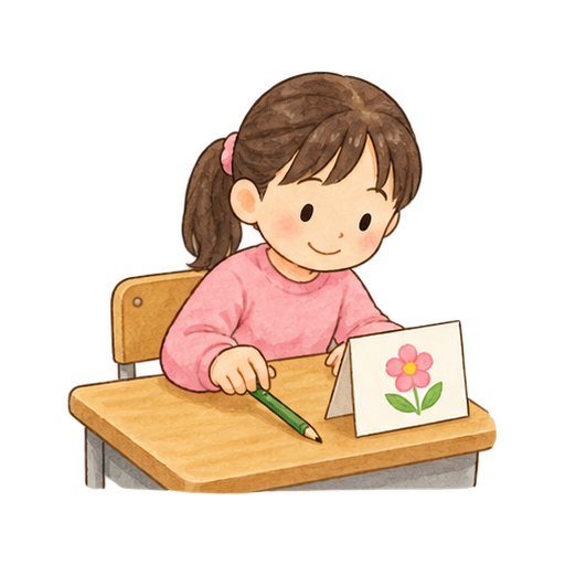 お礼のカードを書くのイラスト