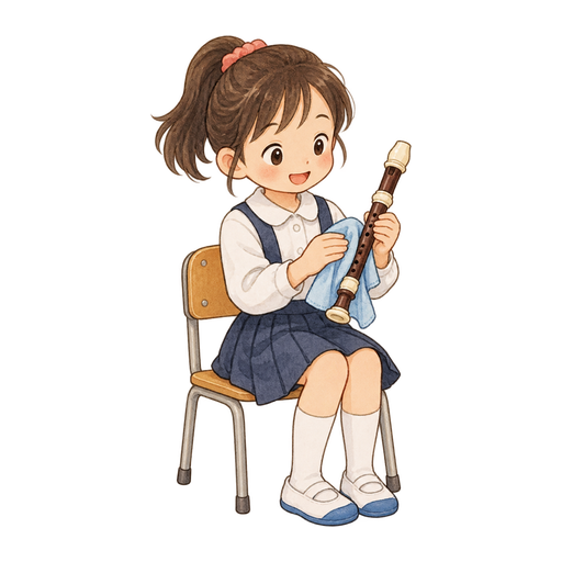 リコーダーの手入れのイラスト