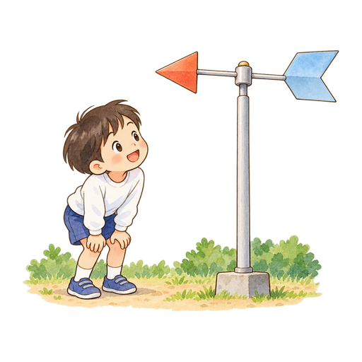 風向計を読むのイラスト