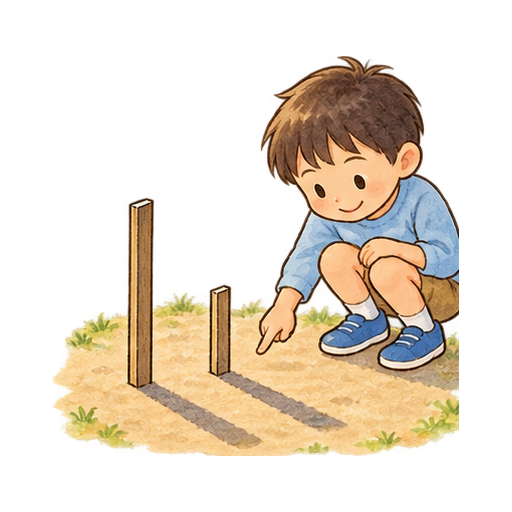 影の長さを比べるのイラスト